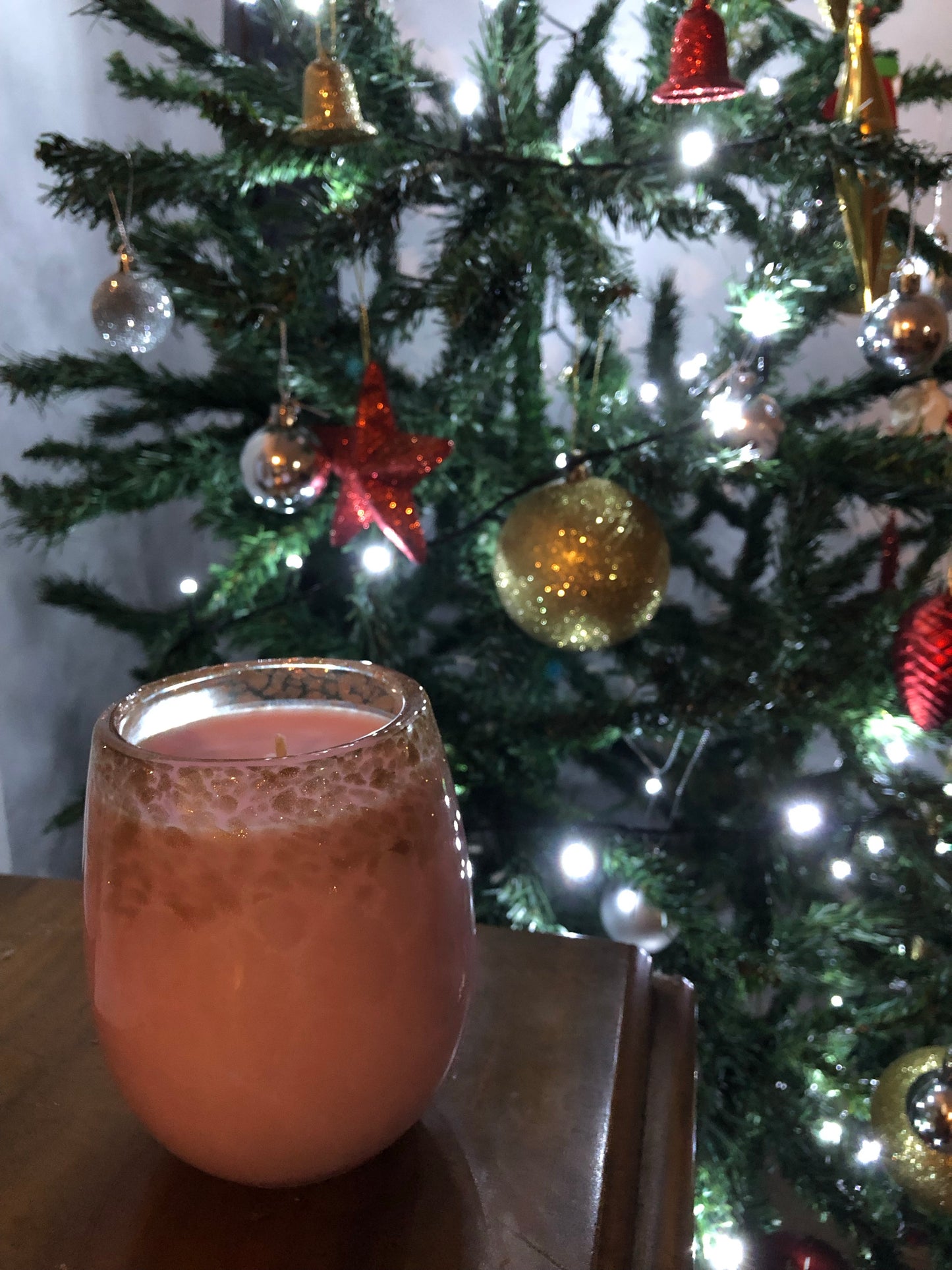 Extra Large Pink, Light Green & Gold Sparkled Glass Candle!! $49.95