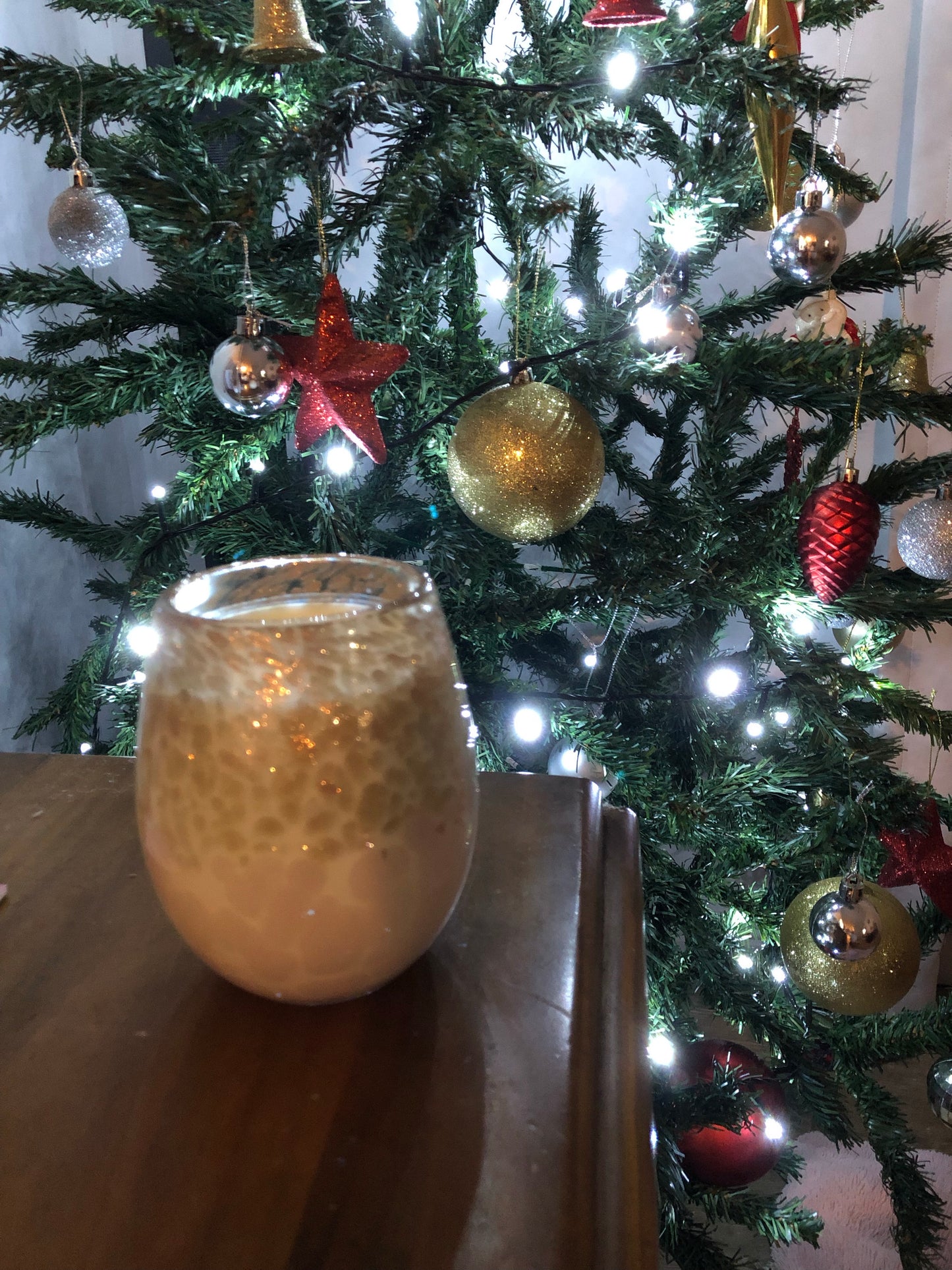 Extra Large Pink, Light Green & Gold Sparkled Glass Candle!! $49.95