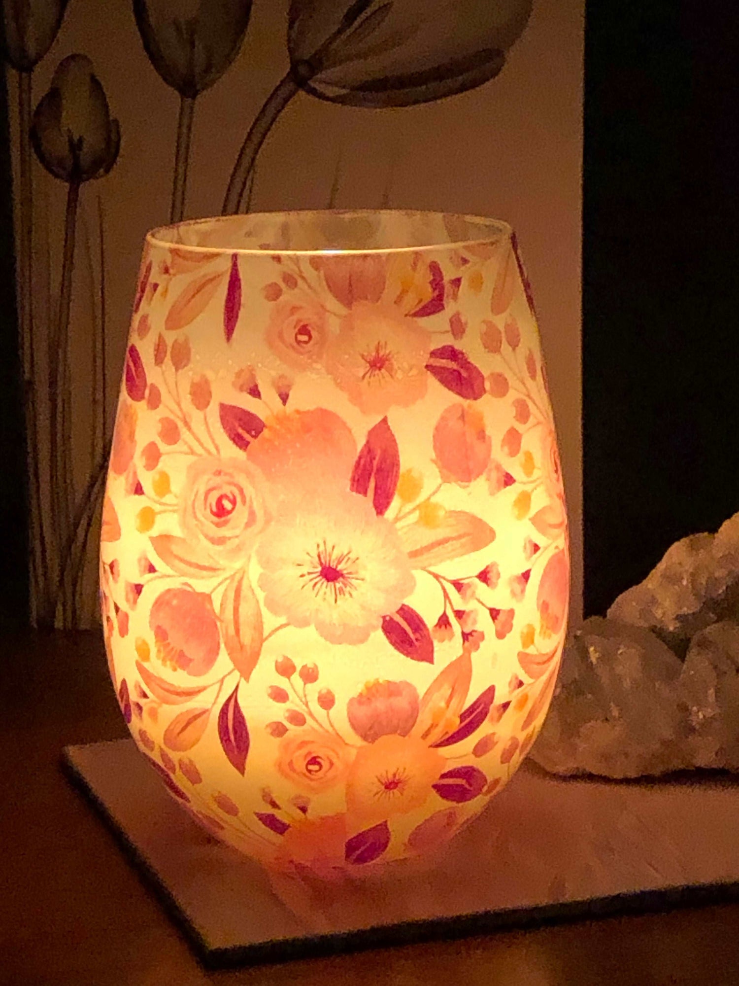 Extra Large Floral Isabelle Glass Candle 550ml $49.95