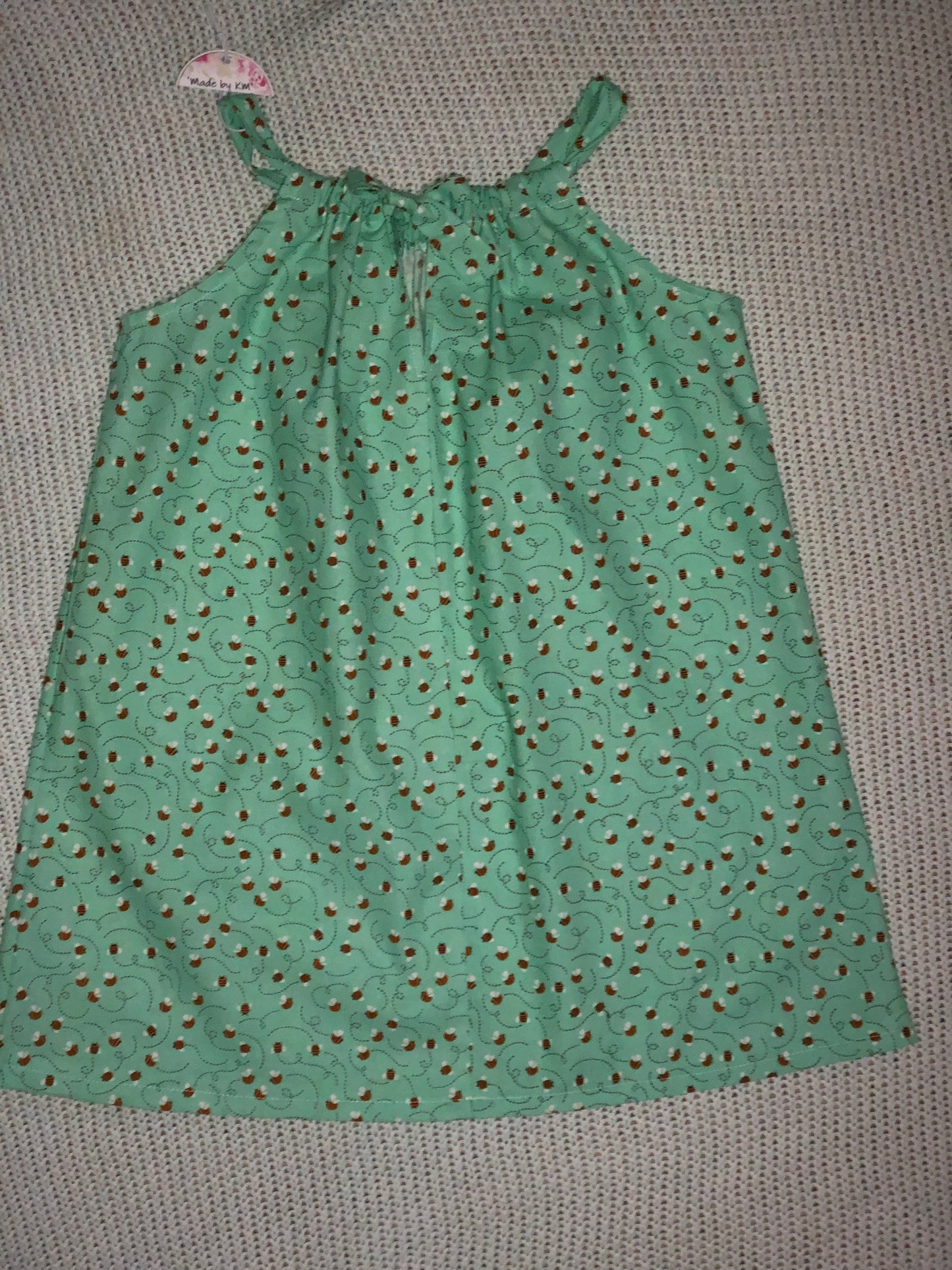 Girls Summer Breezy Dresses in Blue & Pastel Green Bee prints.. 100% cotton poplin!!