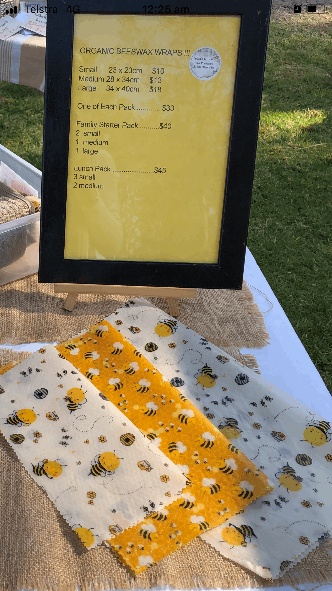 Organic Beeswax Wraps - small, medium & large !